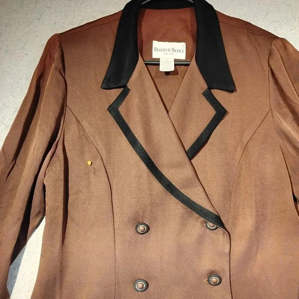 Danny & Nichol New York Women's Brown Double  Breasted Trench Coat Size 14P - Picture 11 of 11